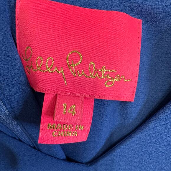 Lilly Pulitzer Alisa Lileeze Wrap Mini Dress Borealis Blue Vacation Women's 14 - Picture 11 of 12